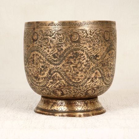 Engraved Premium Brass Pot for Indoor Flower Decoration