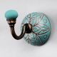 Sea Green Brown Amarylis Etched Ceramic Wall Hook