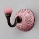Pink Brown Marigold Flower Etched Ceramic Wall Hook