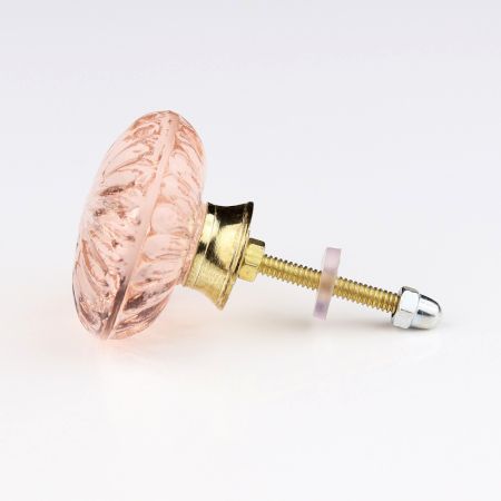 Peach Pink Big Daisy Glass Cabinet Knobs