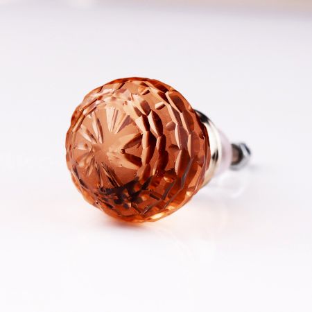 Peach Pink Fine Cut Glass Drawer Knob Online