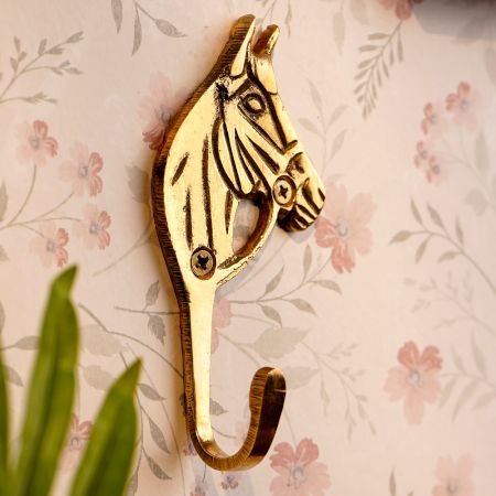 Golden  Brass Western Horse Wall Hooks