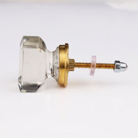 Clear Golden Square Cabinet Knobs