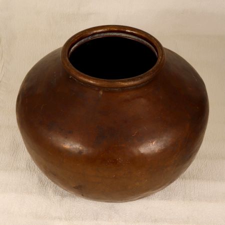 Elegant Brown Finish Brass Pot from Central India for Decor