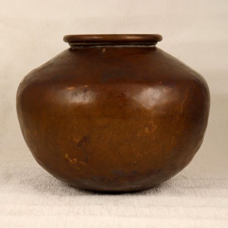 Elegant Brown Finish Brass Pot from Central India for Decor