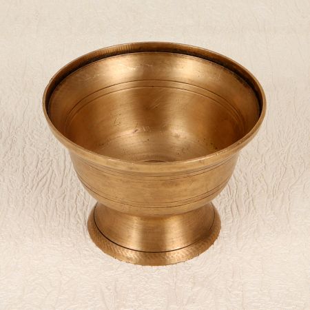 Antique Brown Brass Kumkum Bowl in South Indian Art
