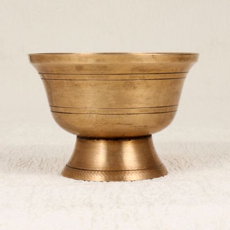Antique Brown Brass Kumkum Bowl in South Indian Art