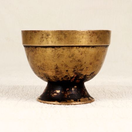 Vintage Handcrafted Brass Kumkum Tilak Bowl in South Indian Art