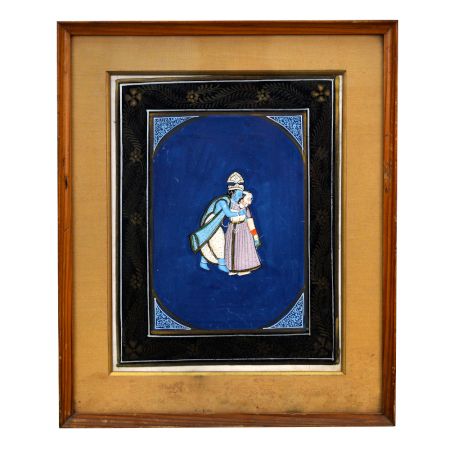 Vintage Radha Krishna Painting in Pahadi Art for Hanging