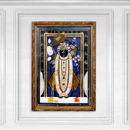 Vintage Lord Krishna Paper Painting from Rajasthan for Hanging