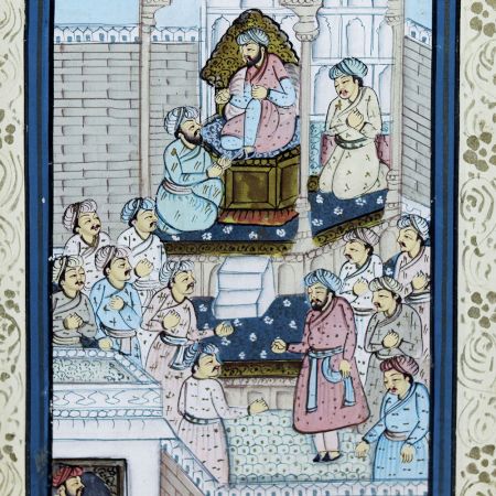 Used Print on Silk in Persian Art from Rajasthan for Hanging