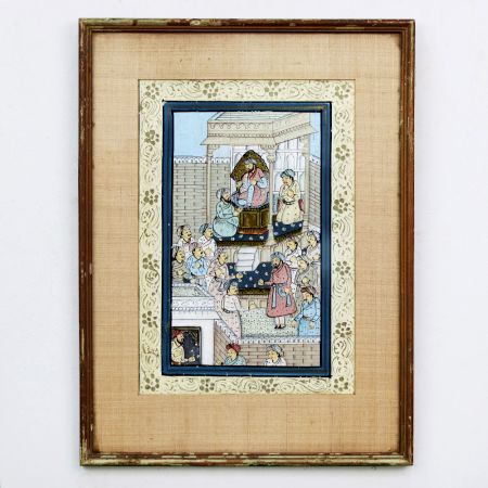 Used Print on Silk in Persian Art from Rajasthan for Hanging