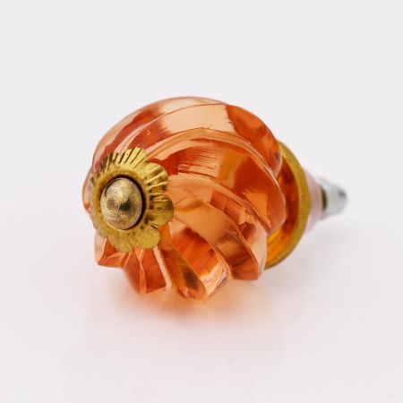 Amber Interior Cut Glass Cabinet Knob