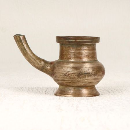 Handmade Vintage Brass Pot with Spout from South India