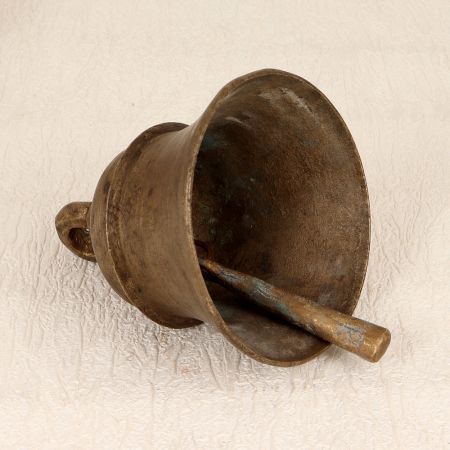 Antique Brown Handmade Temple Bell Made of Bell Metal