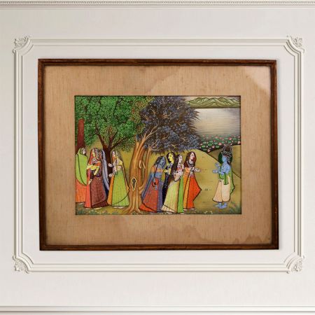 Used Lord Krishna Paper Painting in Himalayan Art for Decor