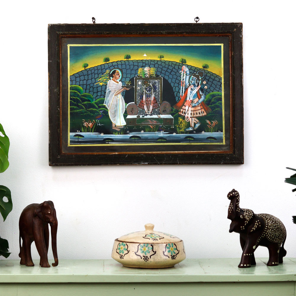 Vintage Paper Painting of Lord Krishna for Home Decoration