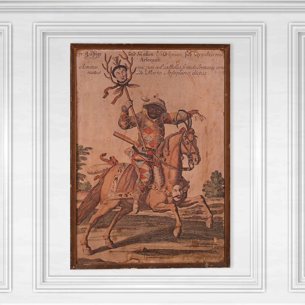 Vintage Paper Print of Man Riding Horse for Decoration