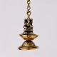 Brass Ganesha Figurine Hanging Four Wick Diya With Thick Chain