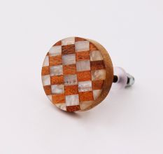 Round Checkerboard Wooden Resin Cabinet Knobs