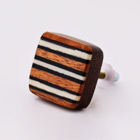 Square Striped Wooden Knob