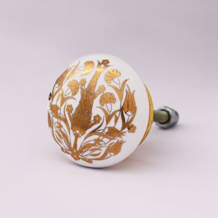 Golden Calla Lily Flower Flat Ceramic Dresser Knob