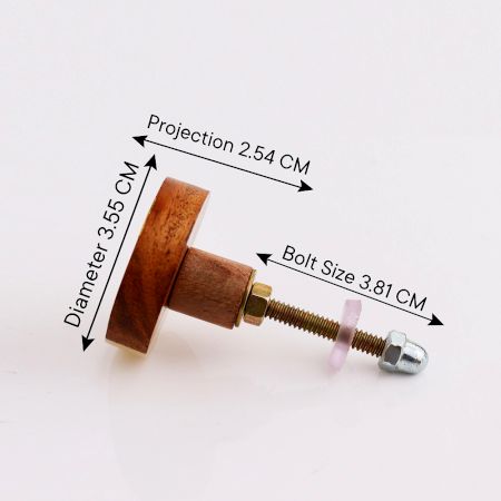 Ivory Brass And Natural Wood Dresser Knob