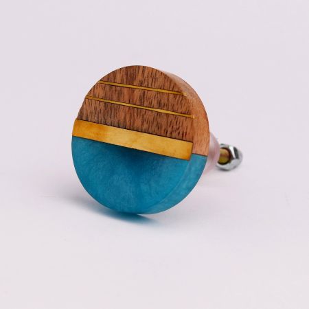 Sea Green Wooden Resin Round Dresser Knobs