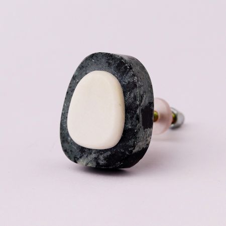 Handcrafted Stone Kitchen Drawer Knob in Dark Finish