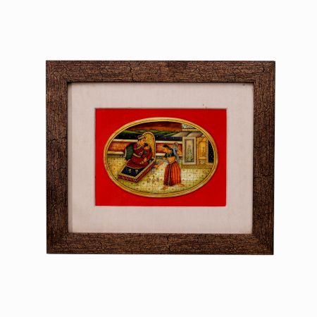 Indian Camel Bone Hand Painting of Traditional Mughal Art