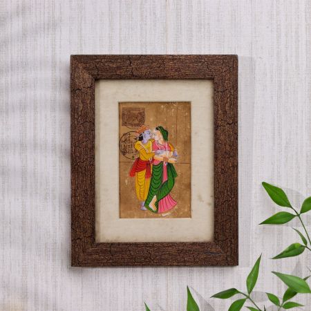 Vintage Painting of Radha Krishna on Post Card for Decoration