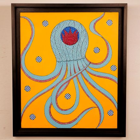Adorable Octopus Acrylic Archival Canvas Painting for Hanging