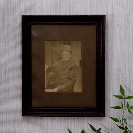 Vintage Photograph of Old Man in Wooden Frame for Collection