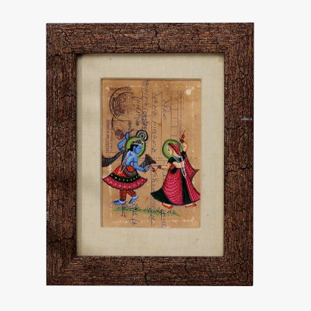 Vintage Post Card Painting of Radha Krishna for Hanging