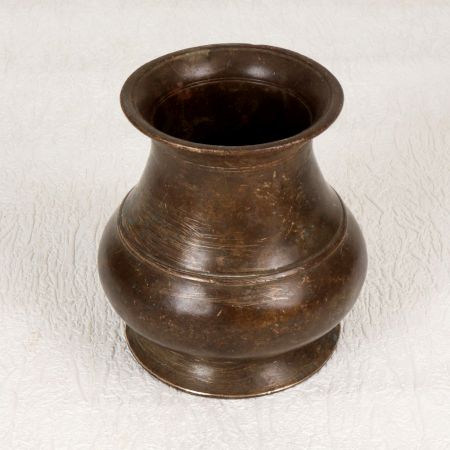 Dark Finish Traditional Brass Holy Water Pot in South Indian Art
