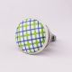 Green Blue Check Print Ceramic Knob