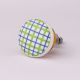 Green Blue Check Print Ceramic Knob