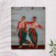 Vintage Cloth Painting of Two Dancing Ladies for Hanging