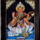 Tanjore Painting of Goddess Saraswati in Wooden Frame