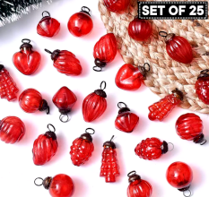 Red Tiny Christmas Ornaments -Pack of 25