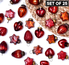 Modern Red Tiny Christmas Ornaments Pack of 25