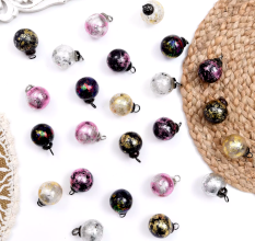Multi-Colour Tiny Cut Round Christmas Hanging Set Of 25