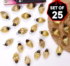 Tiny Golden Glass Ornaments In Geometrical Shape Set Of 25