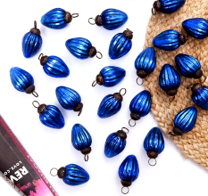 Tiny Blue Glass Ornaments In Geometrical Shape Set Of 25