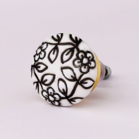 Black Etched Ceramic Knob