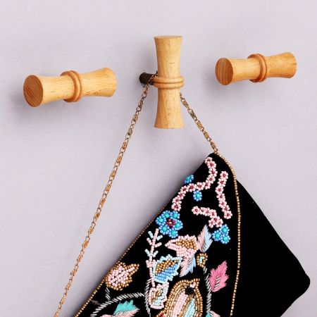 Handmade Natural Wooden T-Bar Wall Hooks-3 Pieces