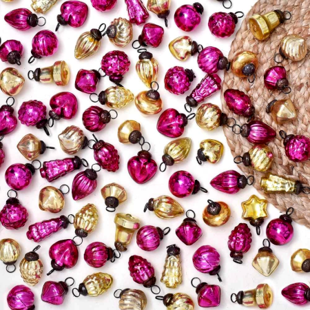 Modern Golden and Pink Coloured Glass Christmas Ornament