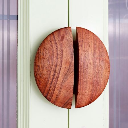 Modern Handmade Natural Wooden Door Large Handles 1 Pair