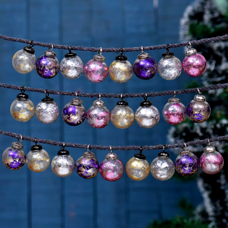 Multi-Colour Small Cut Round Christmas Hanging Set Of 25