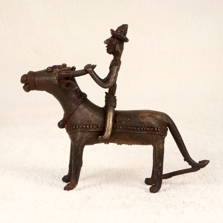 Handmade Vintage Brass Bull with Rider in Tribal Art